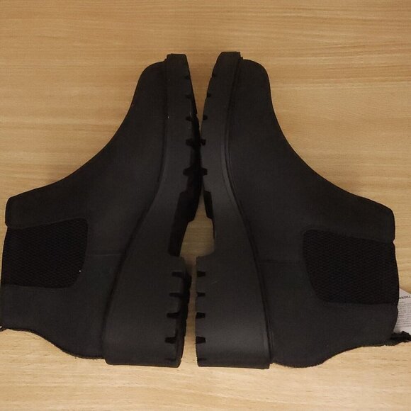 Muk Luks New Black Wedge Heel Lug Sole Ankle Boots 9 - Picture 3 of 7